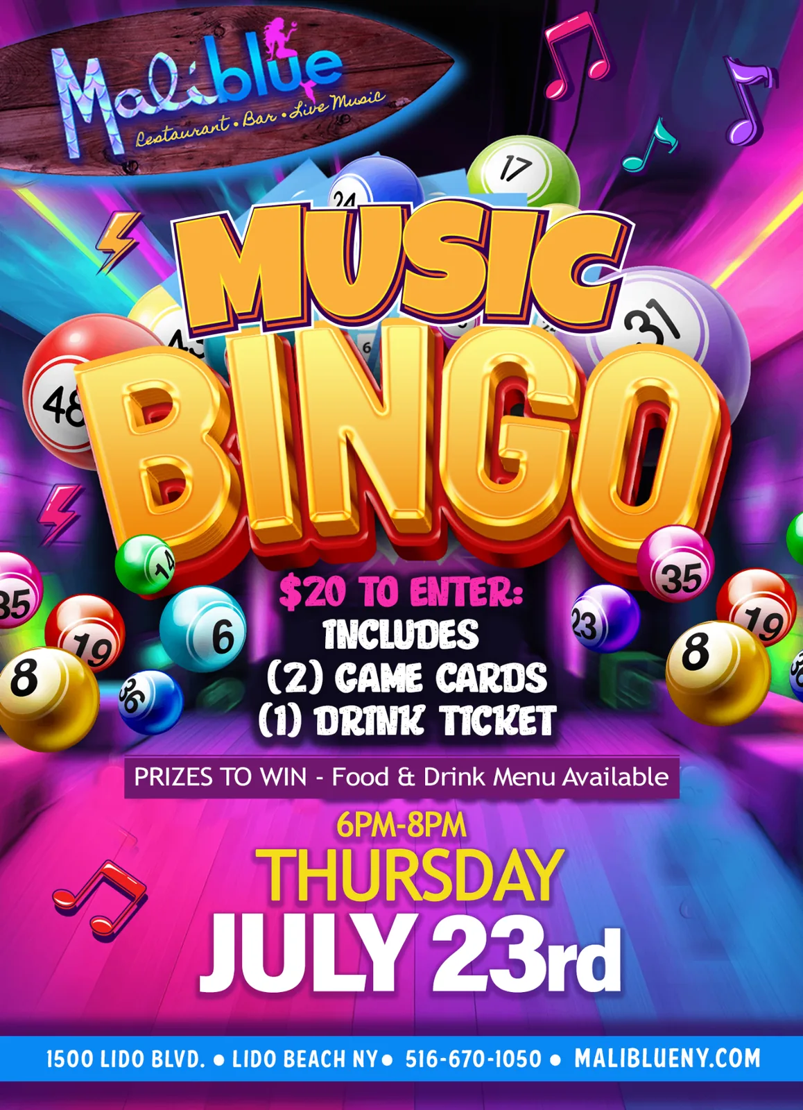 Music Bingo at Maliblue